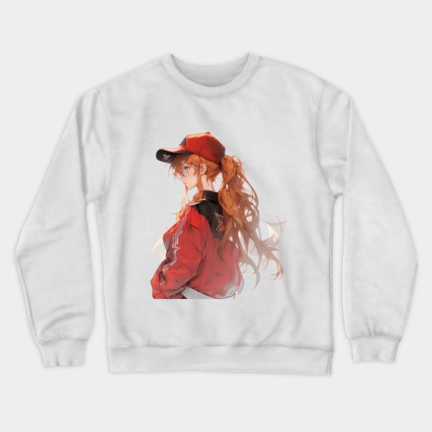 Asuka Langley Soryu evangelion Illustration Streetwear Crewneck Sweatshirt by Graphicvibestore